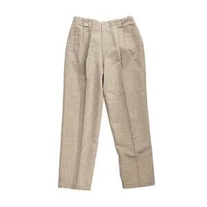 Vintage Liz Sport High Rise Pleated Neutral/Beige Linen Blend Trousers/Pants 14